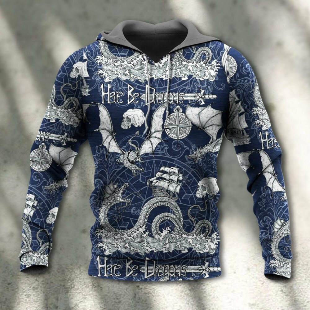 Dragon With Skull Old Ship Sea Life - Hoodie - Owl Ohh - Owl Ohh