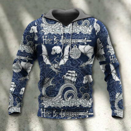 Dragon With Skull Old Ship Sea Life - Hoodie - Owl Ohh - Owl Ohh