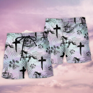 Coffee Jesus Dog Horse - Beach Short - Owl Ohh - Owl Ohh