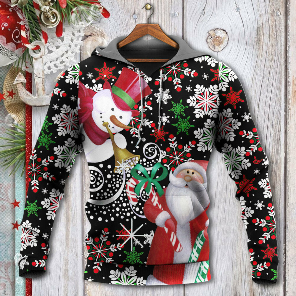 Christmas Snowyday With Santa And Snowman - Hoodie - Owl Ohh - Owl Ohh