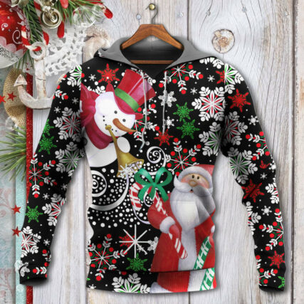 Christmas Snowyday With Santa And Snowman - Hoodie - Owl Ohh - Owl Ohh