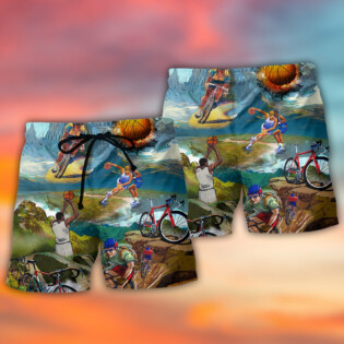 Cycling And Basketball Moutain Painting Lover - Beach Short - Owl Ohh - Owl Ohh