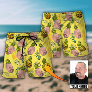Face Custom Photo Aloha Pineapple - Beach Short - Owl Ohh - Owl Ohh