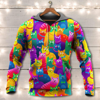 Cats Funny Colorful Style - Hoodie - Owl Ohh - Owl Ohh