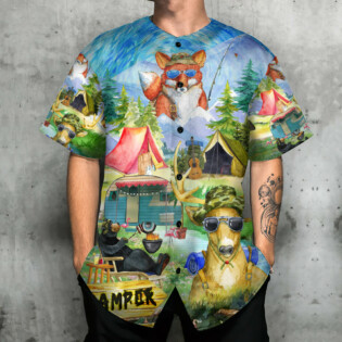 Camping Happy Animals Art Style - Baseball Jersey - Owl Ohh - Owl Ohh