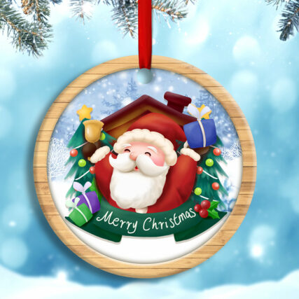 Christmas Santa Snowman Merry Christmas - Circle Ornament - Owl Ohh - Owl Ohh