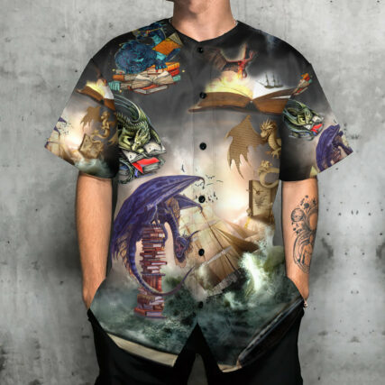 Book Reading Book Dragon - Baseball Jersey - Owl Ohh - Owl Ohh