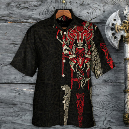Viking Fenrir Wolf Head Norse Celtic - Hawaiian Shirt - Owl Ohh for men and women, kids - Owl Ohh