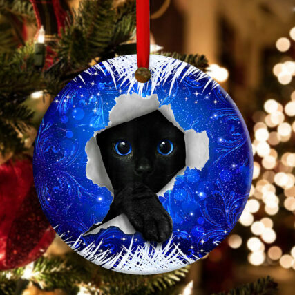 Christmas Black Cat Xmas Decor Tree Hanging - Circle Ornament - Owl Ohh - Owl Ohh