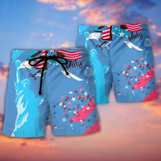 America Independence Happy Day Fourth Of July - Beach Short - Owl Ohh - Owl Ohh