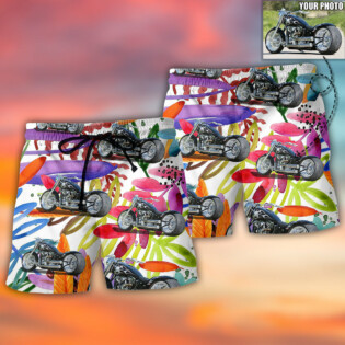 Motorcycle My Sweet Lover Custom Photo - Beach Short - Owl Ohh - Owl Ohh