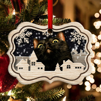 Christmas Cat Meow Xmas Winter Cats Cat Lovers - Horizontal Ornament - Owl Ohh - Owl Ohh