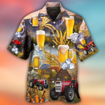 Beer And Tractor Autumn Farm Life - Hawaiian Shirt - Owl Ohh - Owl Ohh