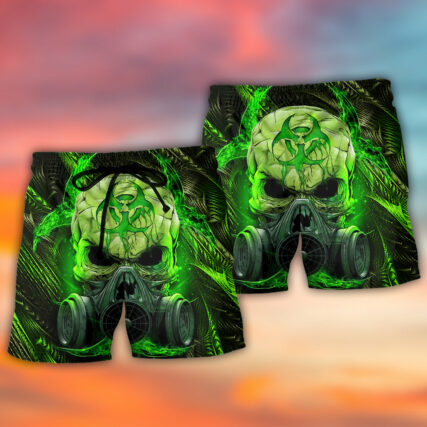 Skull Mask Green Lighting - Beach Short - Owl Ohh - Owl Ohh