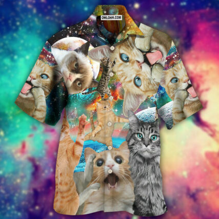 Cat Funny Amazing Galaxy - Hawaiian Shirt - Owl Ohh - Owl Ohh