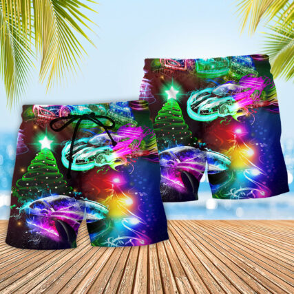 Car Racing Christmas Merry Everything Happy Always - Beach Short - Owl Ohh - Owl Ohh