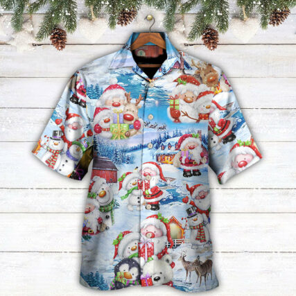 Christmas Santa And Snowman Christmas Holiday - Hawaiian Shirt - Owl Ohh - Owl Ohh