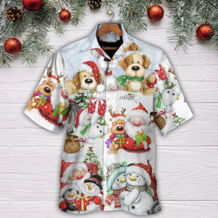Christmas Santa And Snowman Christmas Happy Together - Hawaiian Shirt - Owl Ohh - Owl Ohh