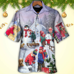 Christmas Children Love Christmas Chilling With Homie Art Style - Hawaiian Shirt - Owl Ohh for men and women, kids - Owl Ohh