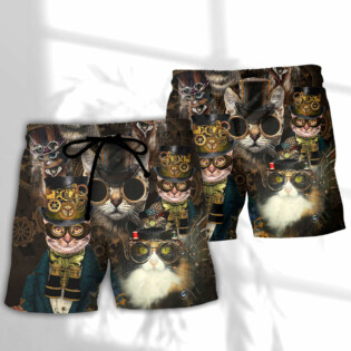 Cat Steampunk Art Machines Lover - Beach Short - Owl Ohh - Owl Ohh