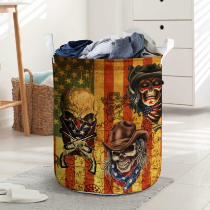 Skull Cowboy America Retro - Laundry Basket - Owl Ohh - Owl Ohh