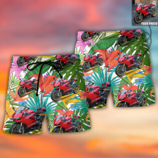 Motorcycle My Sweet Lover Custom Photo - Beach Short - Owl Ohh - Owl Ohh
