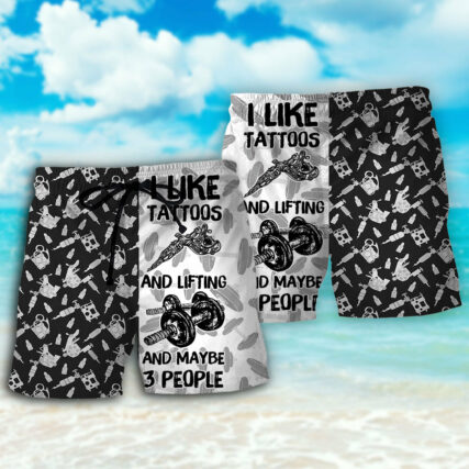 Tattoo Lifting I Like Tatoos And Lifting - Beach Short - Owl Ohh - Owl Ohh