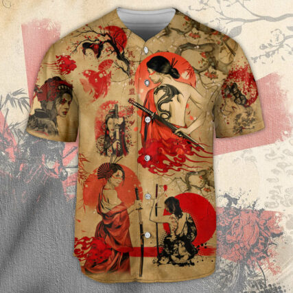 Samurai Girl Tattoo Strong - Baseball Jersey - Owl Ohh