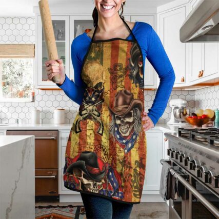 Skull Cowboy America Retro - Adjustable Apron - Owl Ohh - Owl Ohh