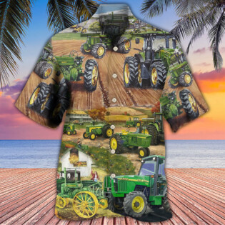 Tractor Green Tractor Working Farm - Hawaiian Shirt - Owl Ohh - Owl Ohh