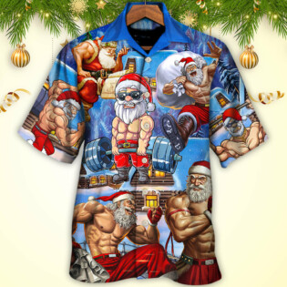 Christmas Santa Weightlifting Christmas Fitness Gym - Hawaiian Shirt - Owl Ohh for men and women, kids - Owl Ohh