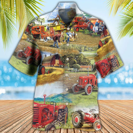 Tractor Farm Tractor Painting Art - Hawaiian Shirt - Owl Ohh - Owl Ohh