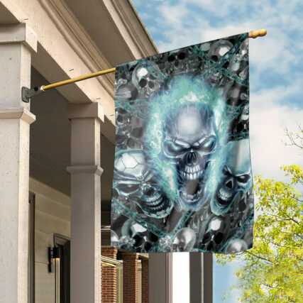 Skull Blue Flame Screaming - House Flag - Owl Ohh - Owl Ohh
