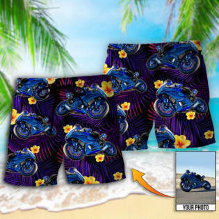 Trooper Motorcycle Tropical Custom Photo - Beach Short - Owl Ohh - Owl Ohh