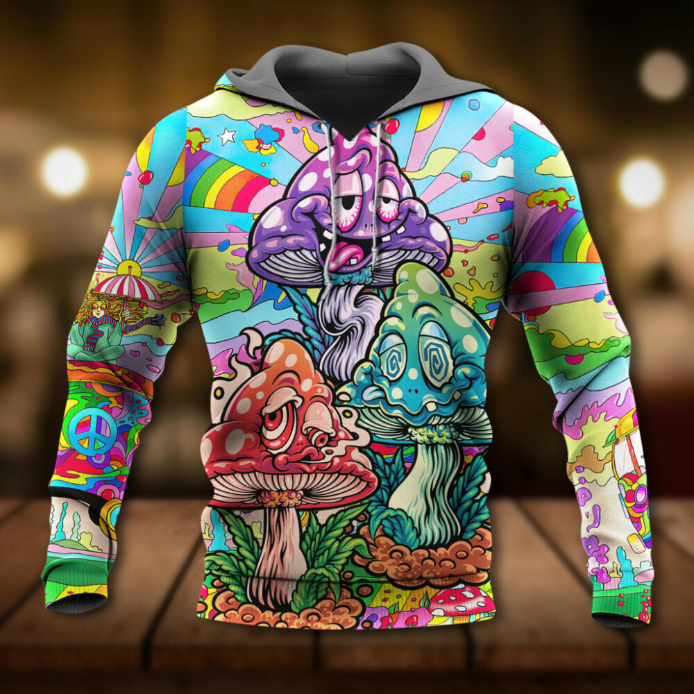 Hippie Mushroom Colorful Hippie Happy Life - Hoodie - Owl Ohh - Owl Ohh