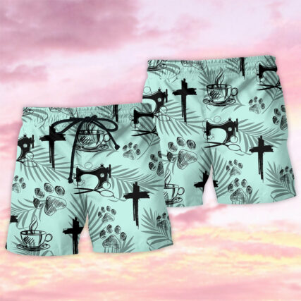 Coffee Jesus Dog Coffee Sewing Lover - Beach Short - Owl Ohh - Owl Ohh