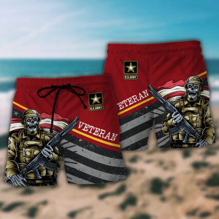 Veteran U.S Army I Am A Grumpy Veteran - Beach Short - Owl Ohh - Owl Ohh