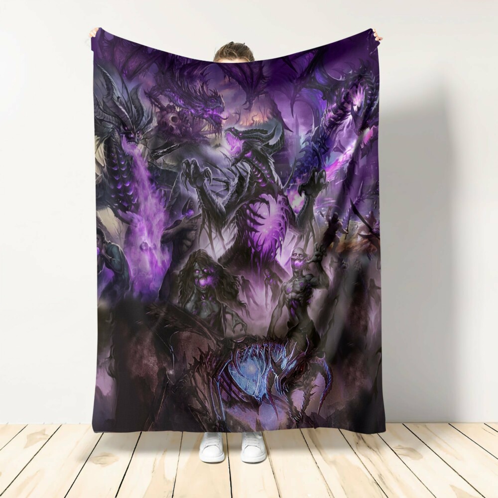 Skull Dragon Love Life Purple - Flannel Blanket - Owl Ohh - Owl Ohh
