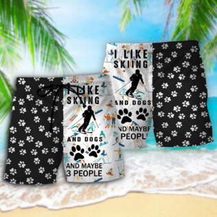 Skiing I Like Skiing And Dogs - Beach Short - Owl Ohh - Owl Ohh