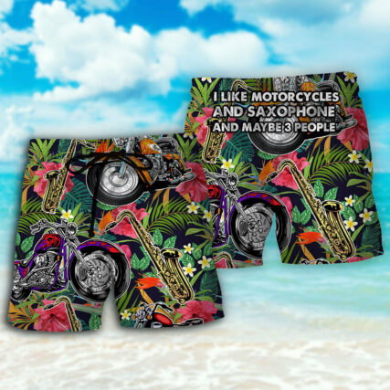 Motorcycle I Like Motorcycles And Saxophone - Beach Short - Owl Ohh - Owl Ohh