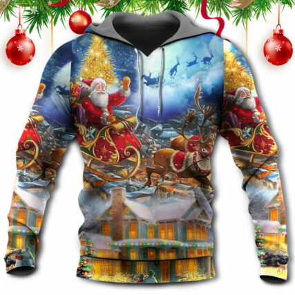 Christmas Santa Claus Snowman Family In Love Light Art Style - Hoodie - Owl Ohh - Owl Ohh