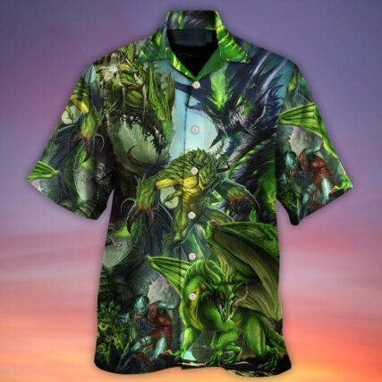 Dragon Green Skull Lover Art Style - Hawaiian Shirt - Owl Ohh - Owl Ohh