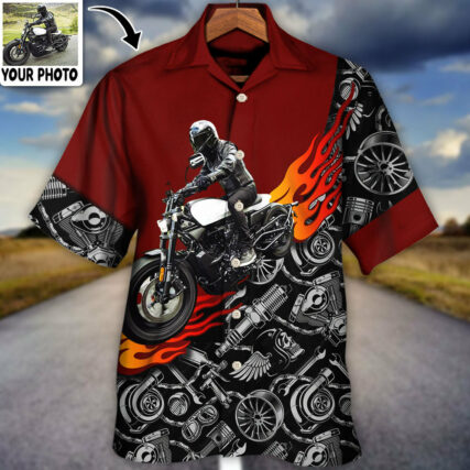 Motorcycle Biker Flame Custom Photo - Hawaiian Shirt - Owl Ohh - Owl Ohh