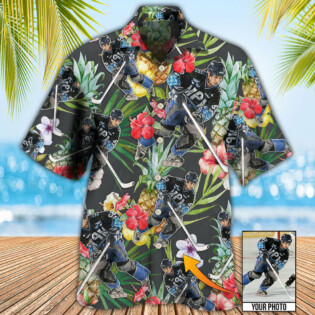 Hockey Tropical Flower Pineapple Custom Photo - Hawaiian Shirt - Owl Ohh - Owl Ohh