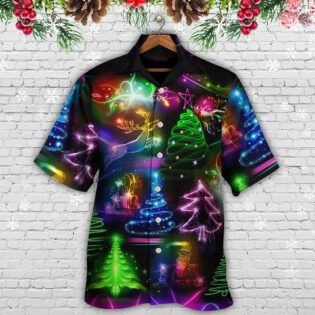 Christmas Neon Art Christmas Tree And Snowman Style - Hawaiian Shirt - Owl Ohh - Owl Ohh