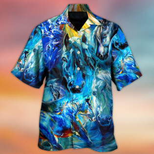 Horse Face Blue Light Cool Art Style - Hawaiian Shirt - Owl Ohh - Owl Ohh