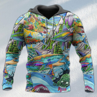 Shark Hippie Colorful Art Peace - Hoodie - Owl Ohh - Owl Ohh