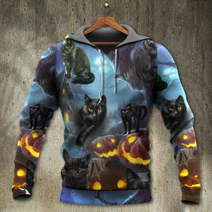Halloween Black Cat Dark Night Style - Hoodie - Owl Ohh - Owl Ohh