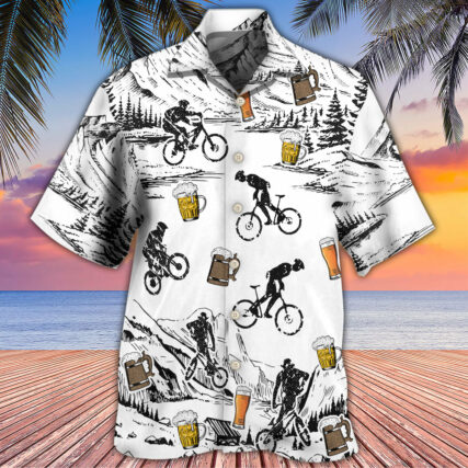 Beer I Like Beer And Moutain Bikes - Hawaiian Shirt - Owl Ohh - Owl Ohh