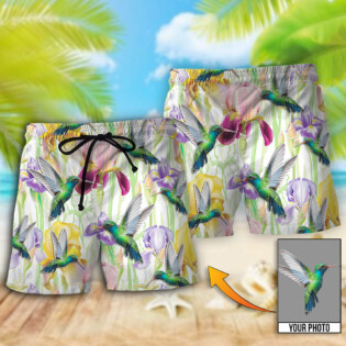 Hummingbird Flower Art Beautiful Custom Photo - Beach Short - Owl Ohh - Owl Ohh